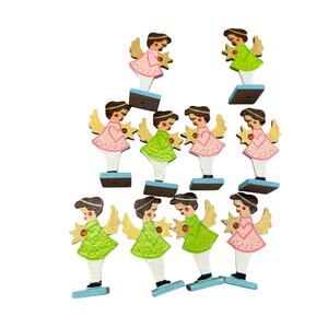 Vintage Set of 10 Pc. Hand Painted Angel Girls Music Angels Decor - READ